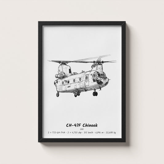 Boeing CH-47F Chinook Helicopter Wall Art