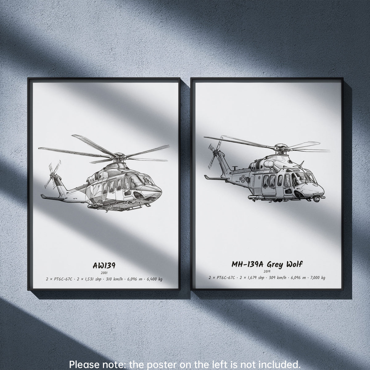 Boeing MH-139A Grey Wolf Wall Art Paired with Leonardo AW139