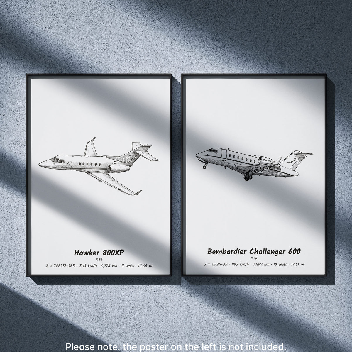 Bombardier Challenger 600 Wall Art Paired with Hawker 800XP