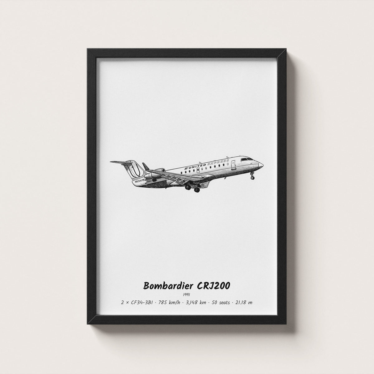 Bombardier CRJ200 Airliner Wall Art