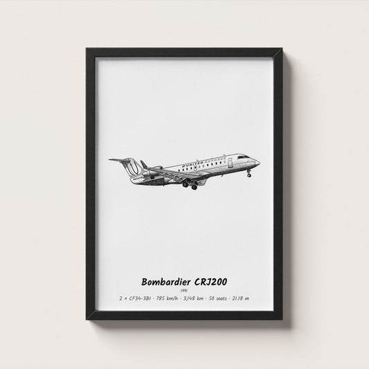 Bombardier CRJ200 Airliner Wall Art
