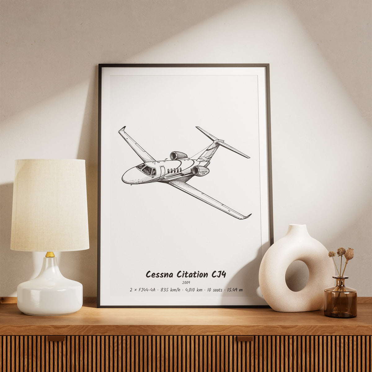 Framed Citation CJ4 Print on a Shelf