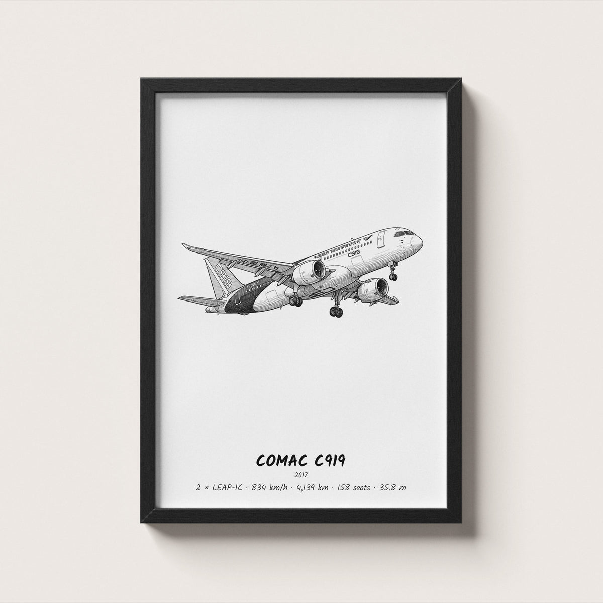 COMAC C919 Airliner Wall Art