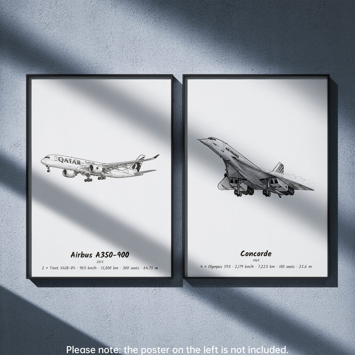 Concorde Wall Art Paired with Airbus A350-900