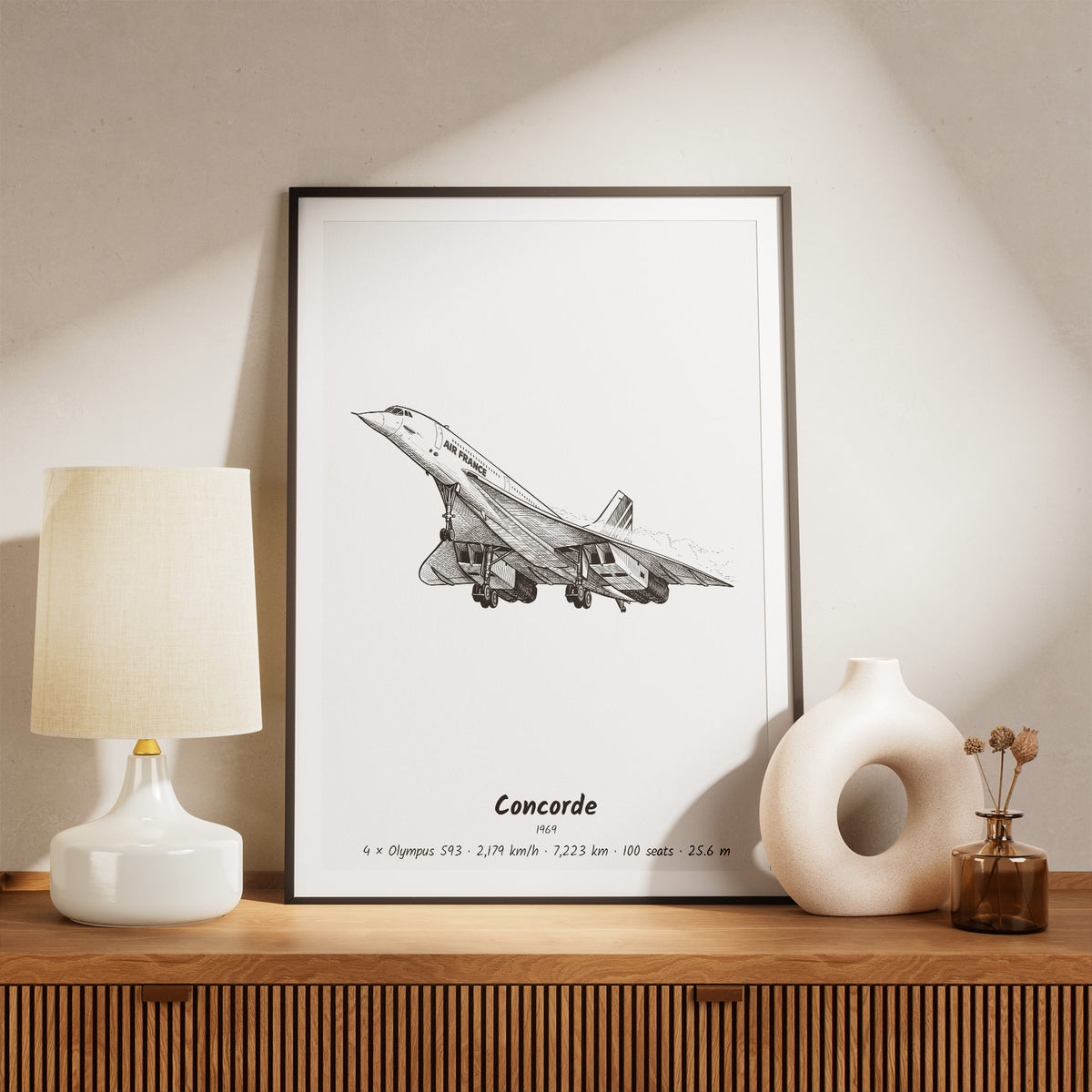Framed Concorde Print on a Shelf