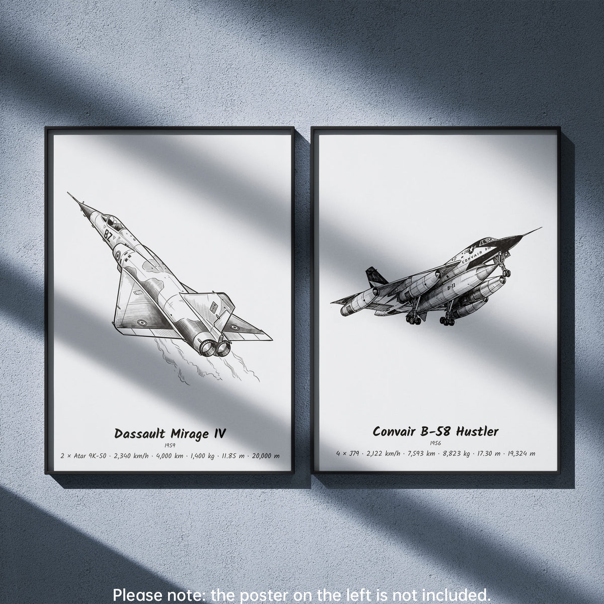 Convair B-58 Hustler Wall Art Paired with Dassault Mirage IV
