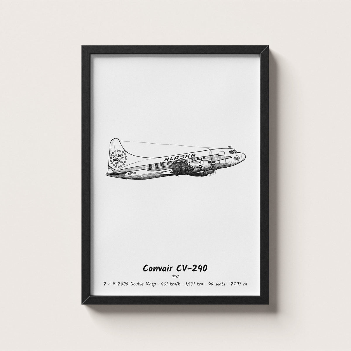 Convair CV-240 Airliner Wall Art