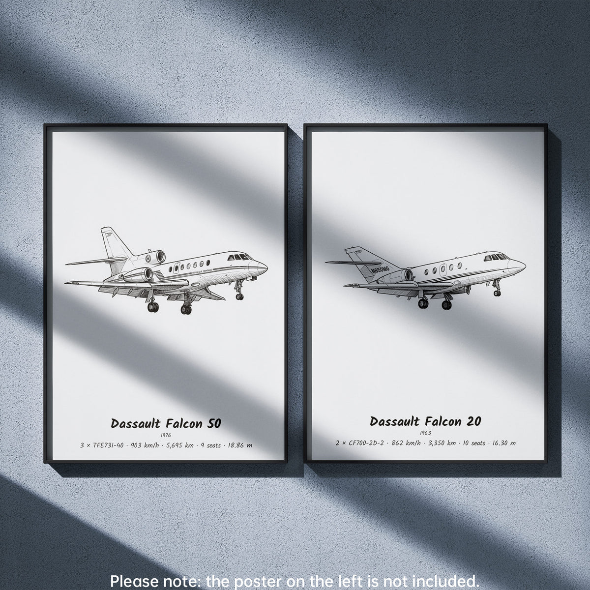 Dassault Falcon 20 Wall Art Paired with Dassault Falcon 50