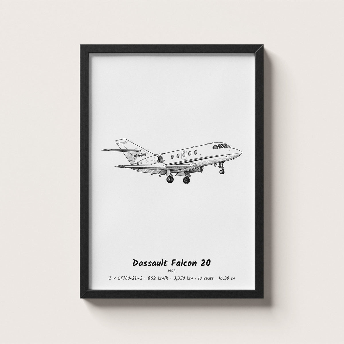 Dassault Falcon 20 Wall Art