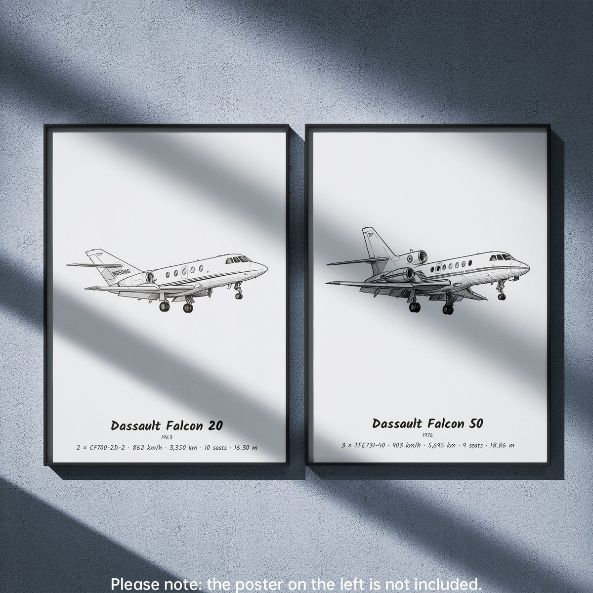 Dassault Falcon 50 Wall Art Paired with Dassault Falcon 20