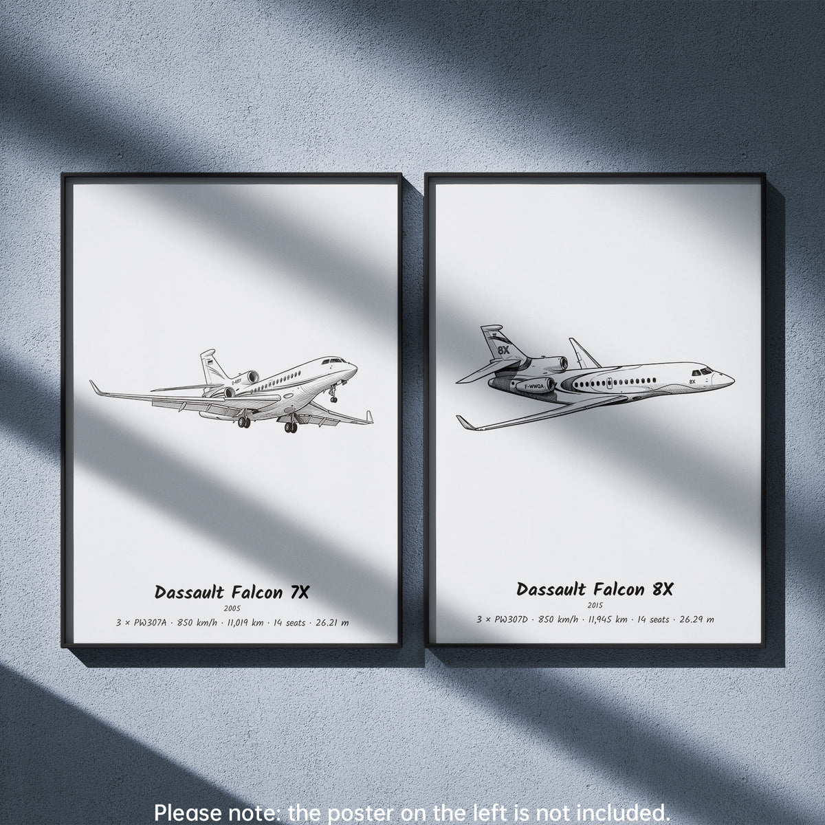 Dassault Falcon 8X Wall Art Paired with Dassault Falcon 7X