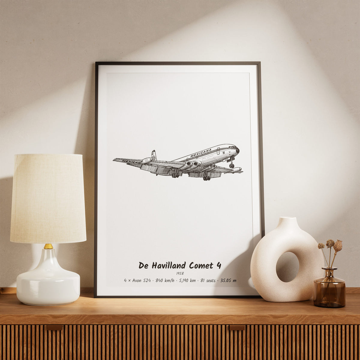 Framed Comet 4 Print on a Shelf