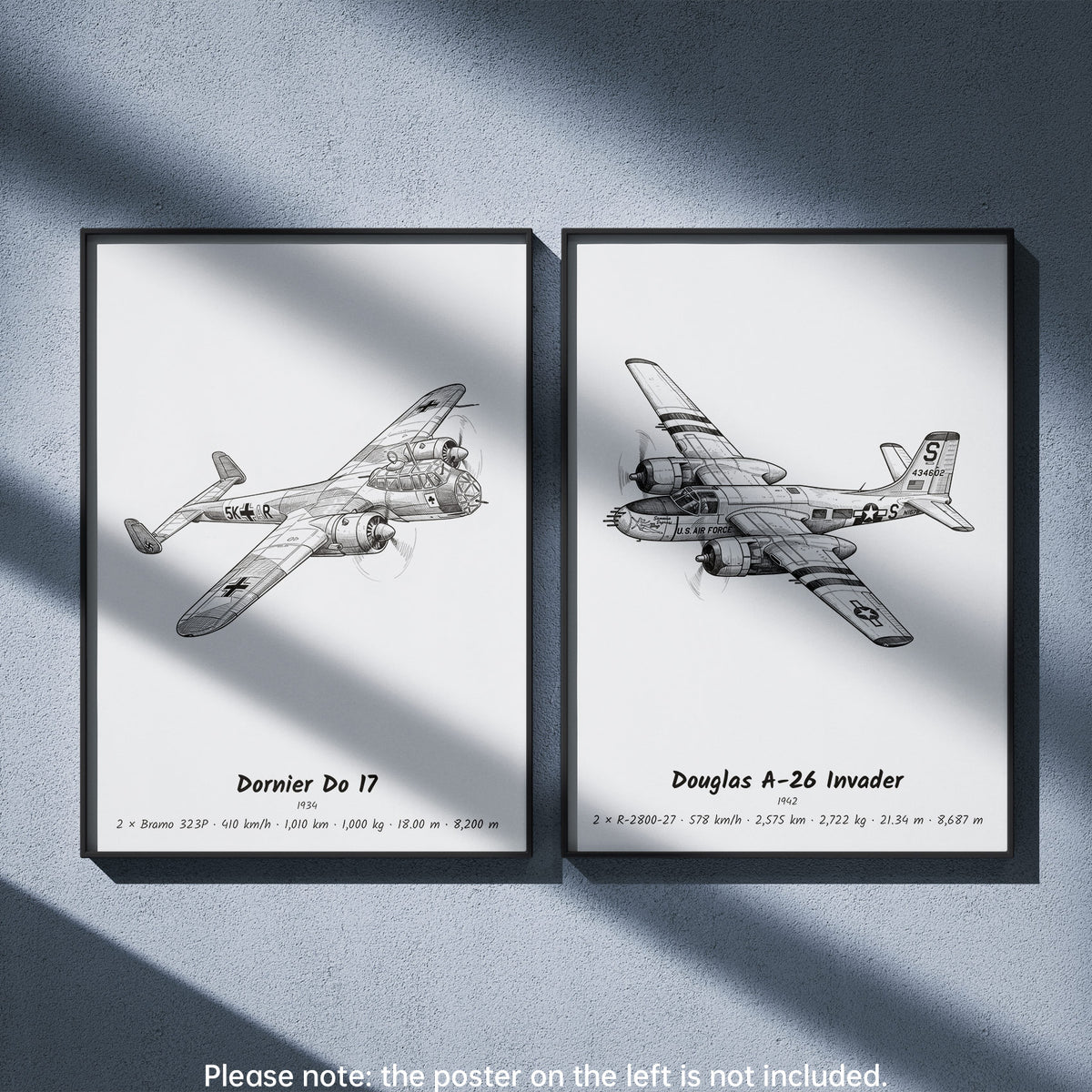 Douglas A-26 Invader Wall Art Paired with Dornier Do 17