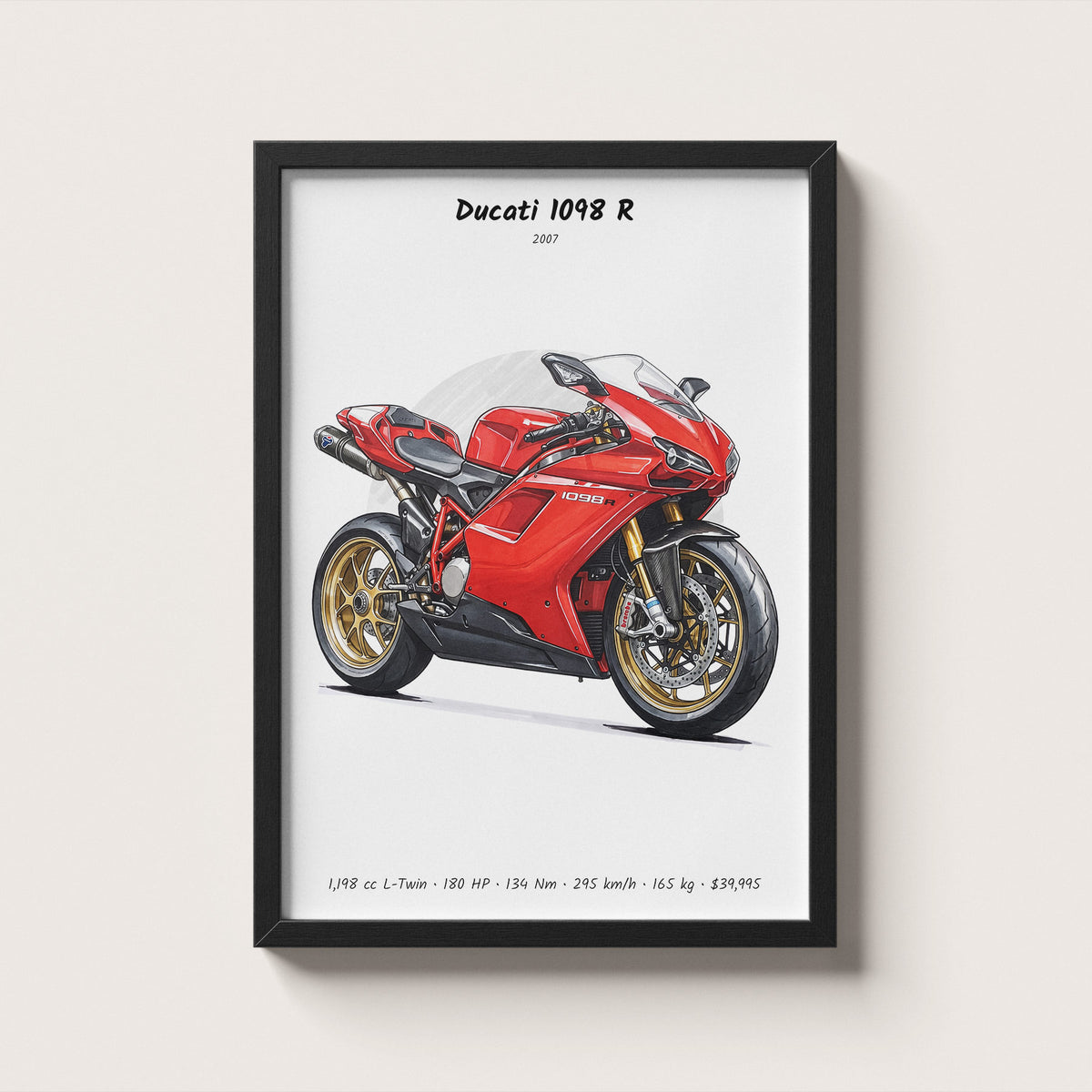 Ducati 1098 R 2007 Wall Art