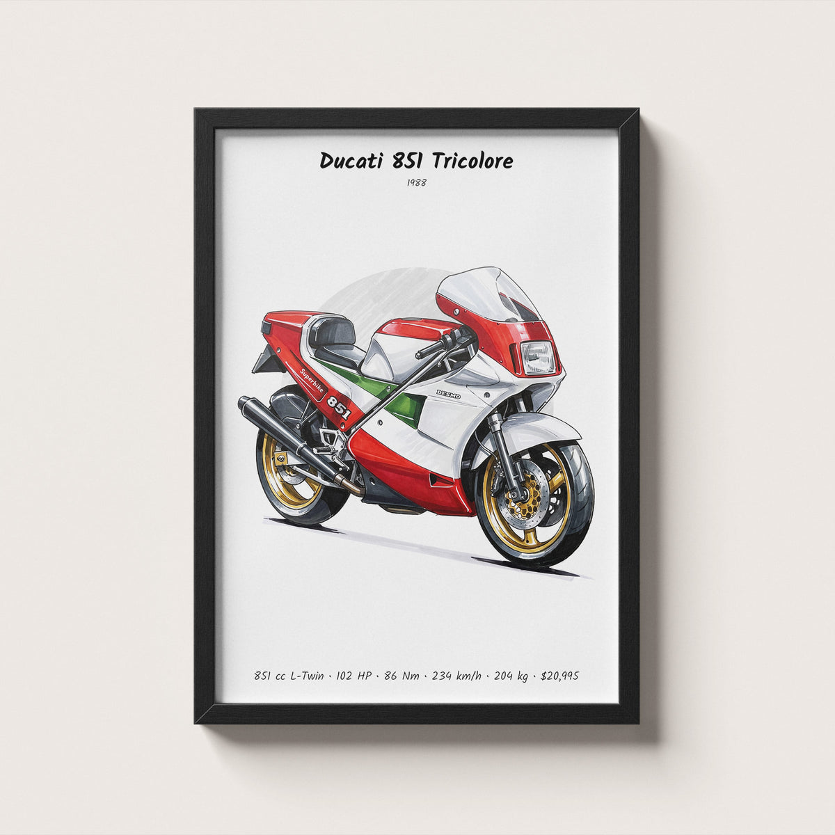 Ducati 851 Tricolore 1988 Wall Art