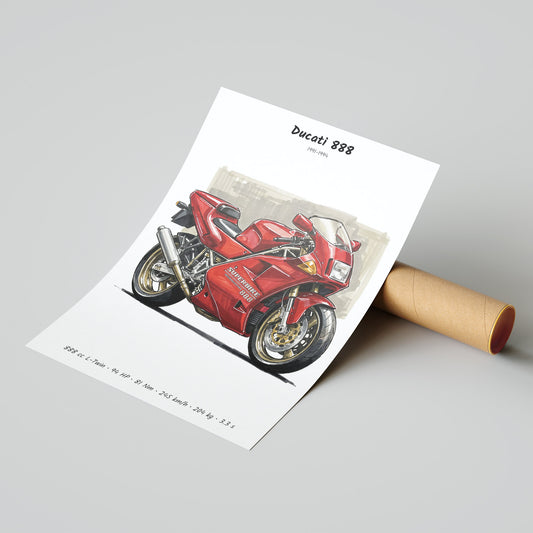 Ducati 888 Superbike Motorcycle Poster