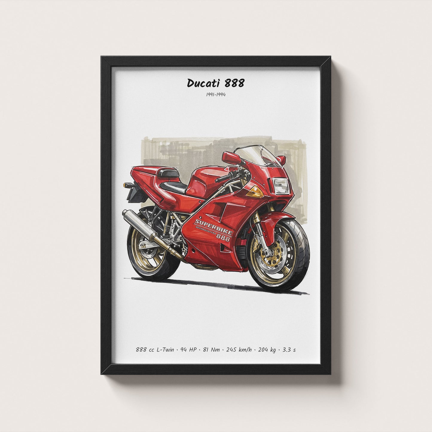Ducati 888 Superbike Motorcycle Art Print