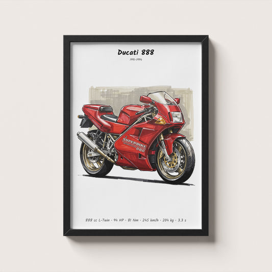 Ducati 888 Superbike Motorcycle Art Print