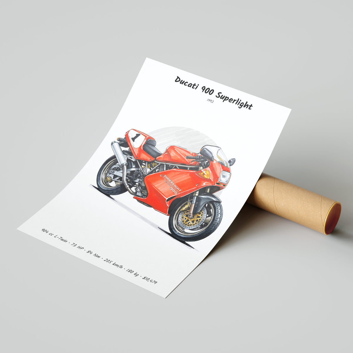 Ducati 900 Superlight 1992 Poster