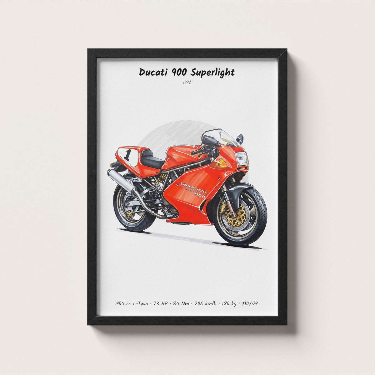 Ducati 900 Superlight 1992 Wall Art