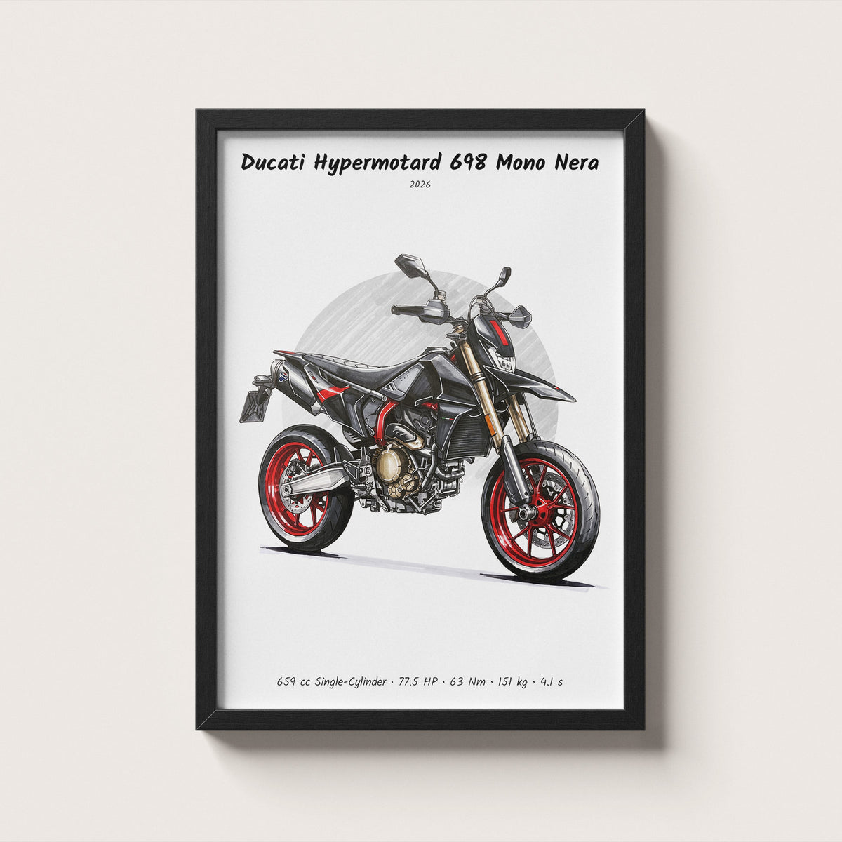 Ducati Hypermotard 698 Mono Nera 2026 Wall Art