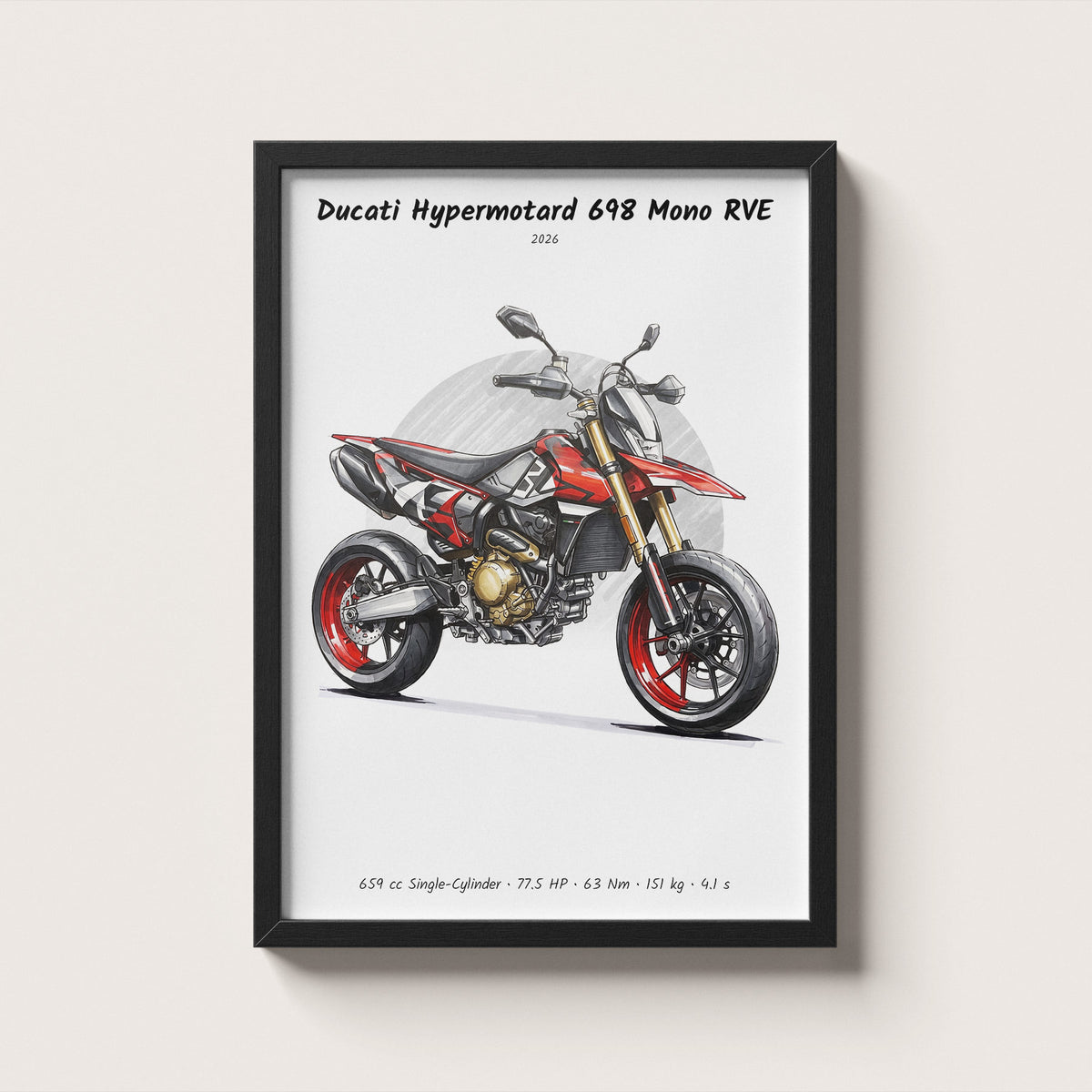 Ducati Hypermotard 698 Mono RVE 2026 Wall Art