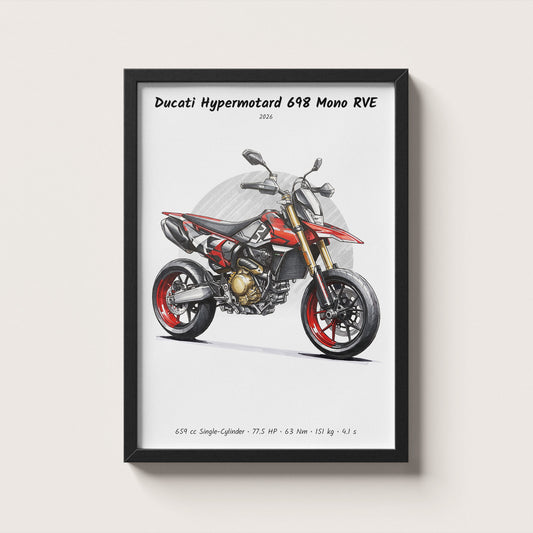 Ducati Hypermotard 698 Mono RVE 2026 Wall Art