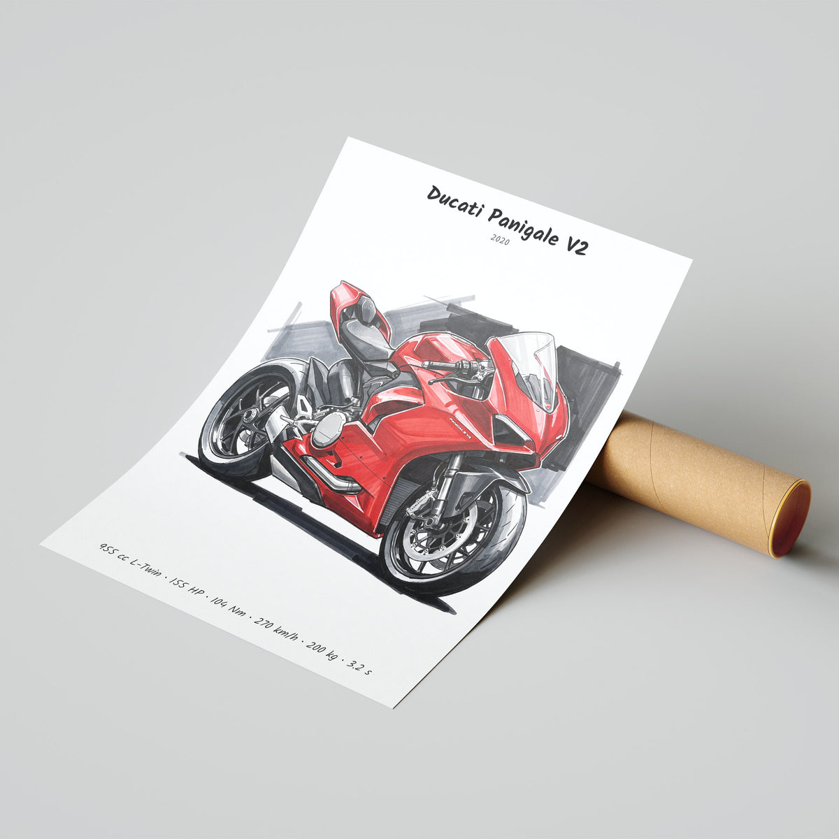 Ducati Panigale V2 2020 Motorcycle Poster