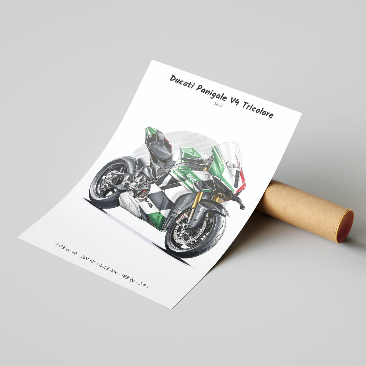 Ducati Panigale V4 Tricolore 2025 Poster