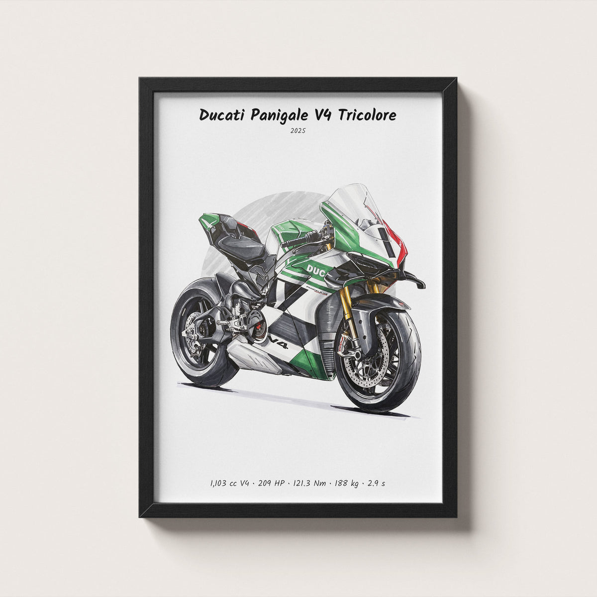 Ducati Panigale V4 Tricolore 2025 Wall Art