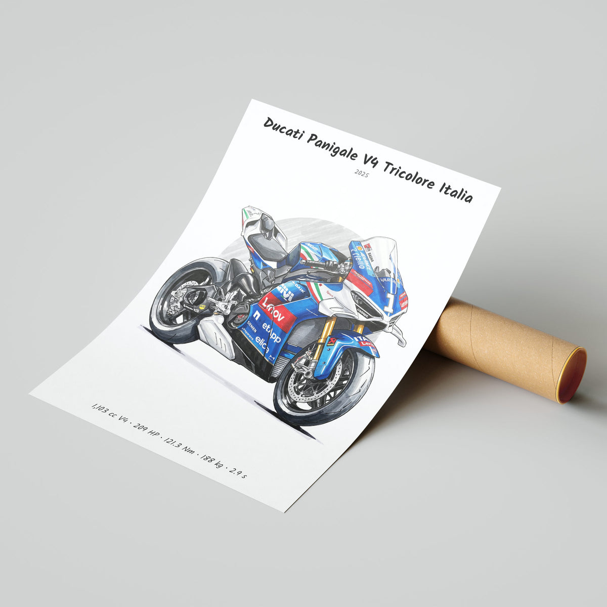 Ducati Panigale V4 Tricolore Italia 2025 Poster