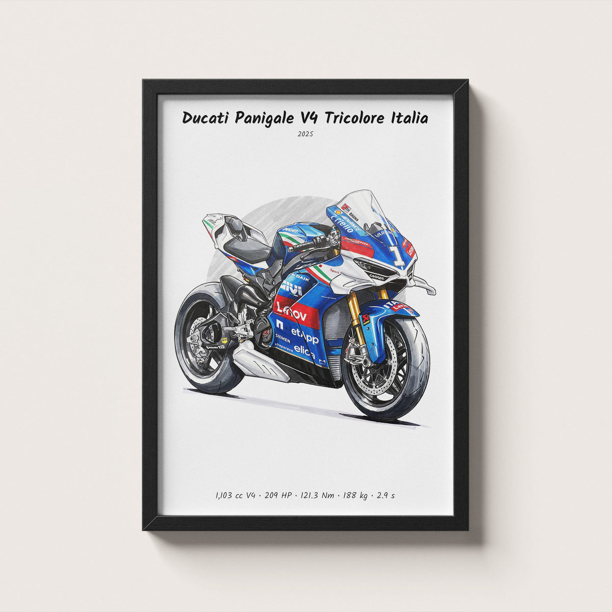Ducati Panigale V4 Tricolore Italia 2025 Wall Art