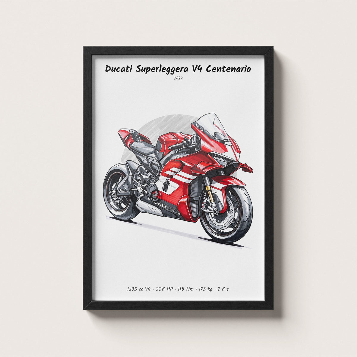 Ducati Superleggera V4 Centenario 2027 Wall Art