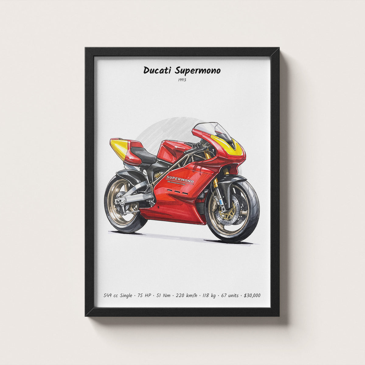 Ducati Supermono 1993 Wall Art