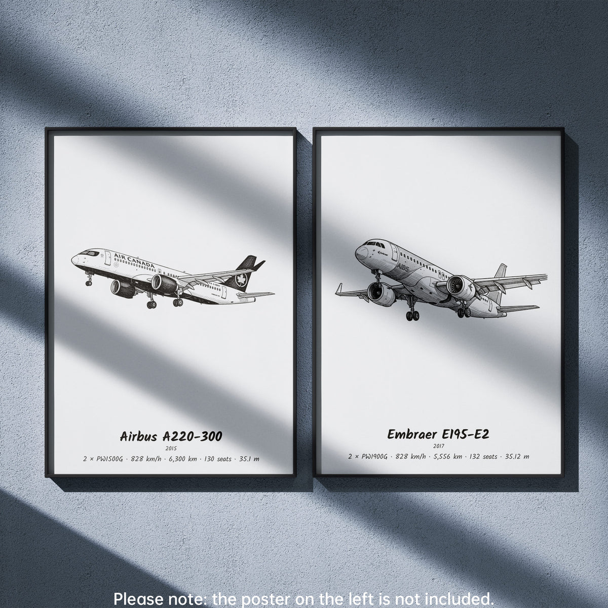 E195-E2 Wall Art Paired with Airbus A220-300