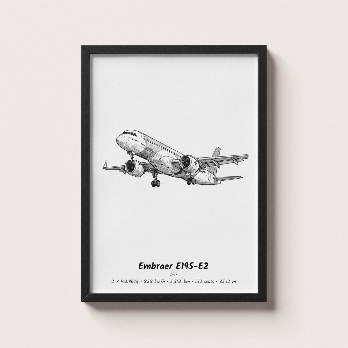Embraer E195-E2 Airliner Wall Art