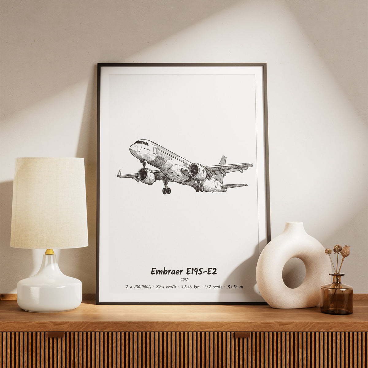 Framed E195-E2 Print on a Shelf