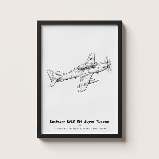 Embraer EMB 314 Super Tucano Wall Art