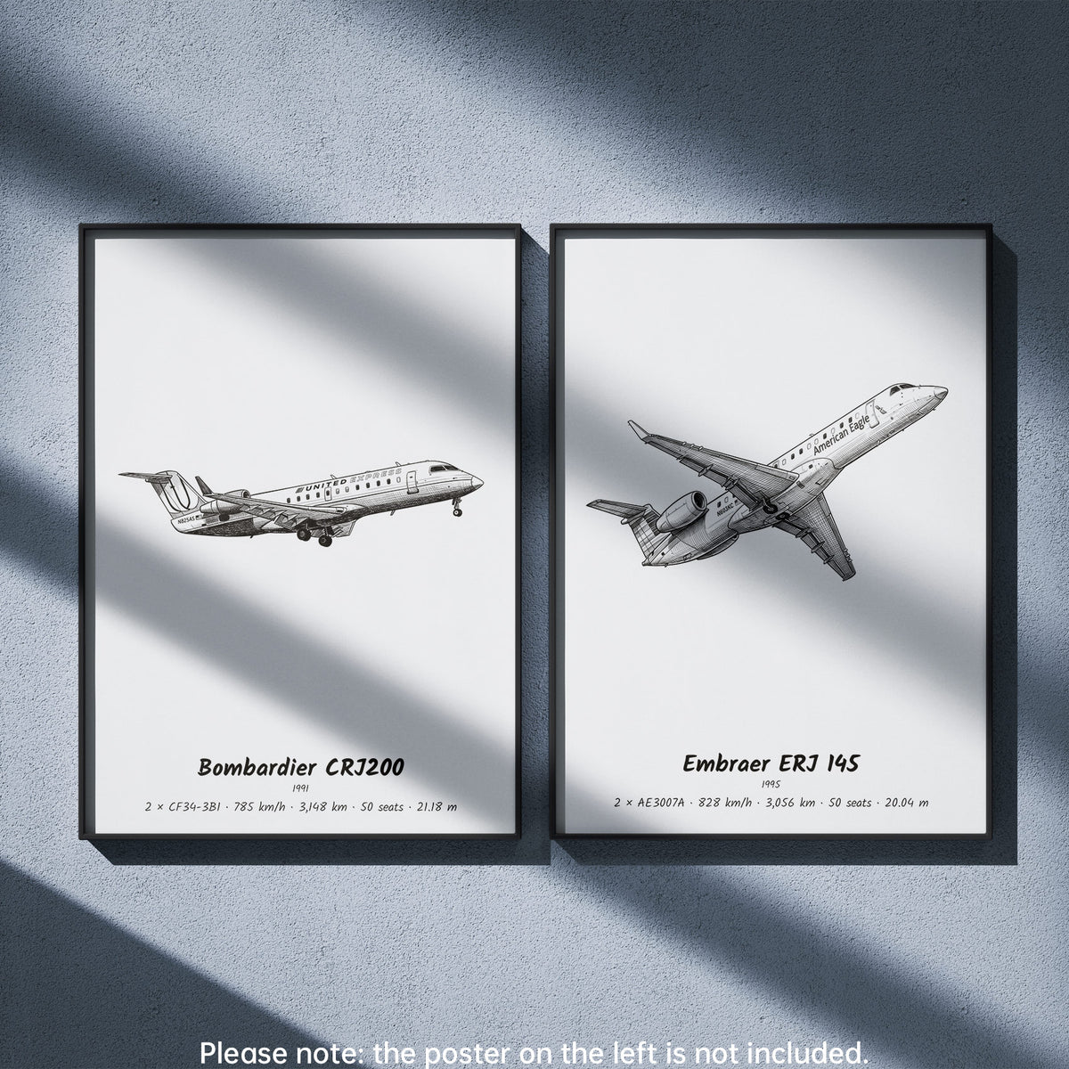 ERJ 145 Wall Art Paired with Bombardier CRJ200