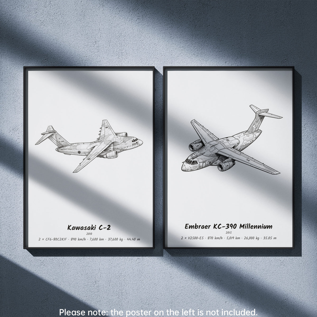 Embraer KC-390 Millennium Wall Art Paired with Kawasaki C-2