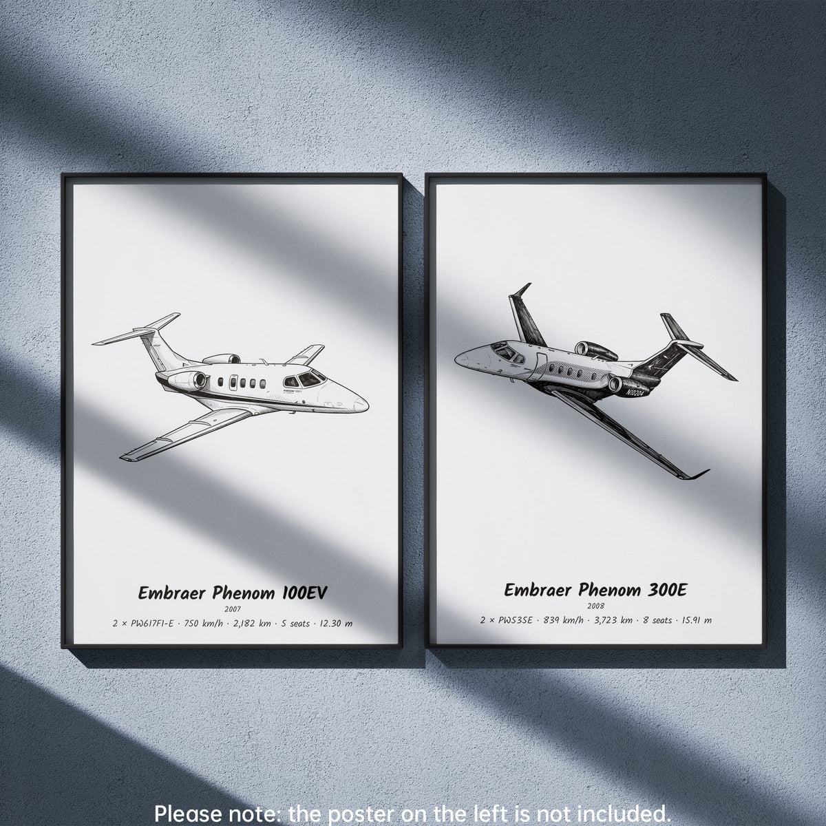 Embraer Phenom 300E Wall Art Paired with Embraer Phenom 100EV