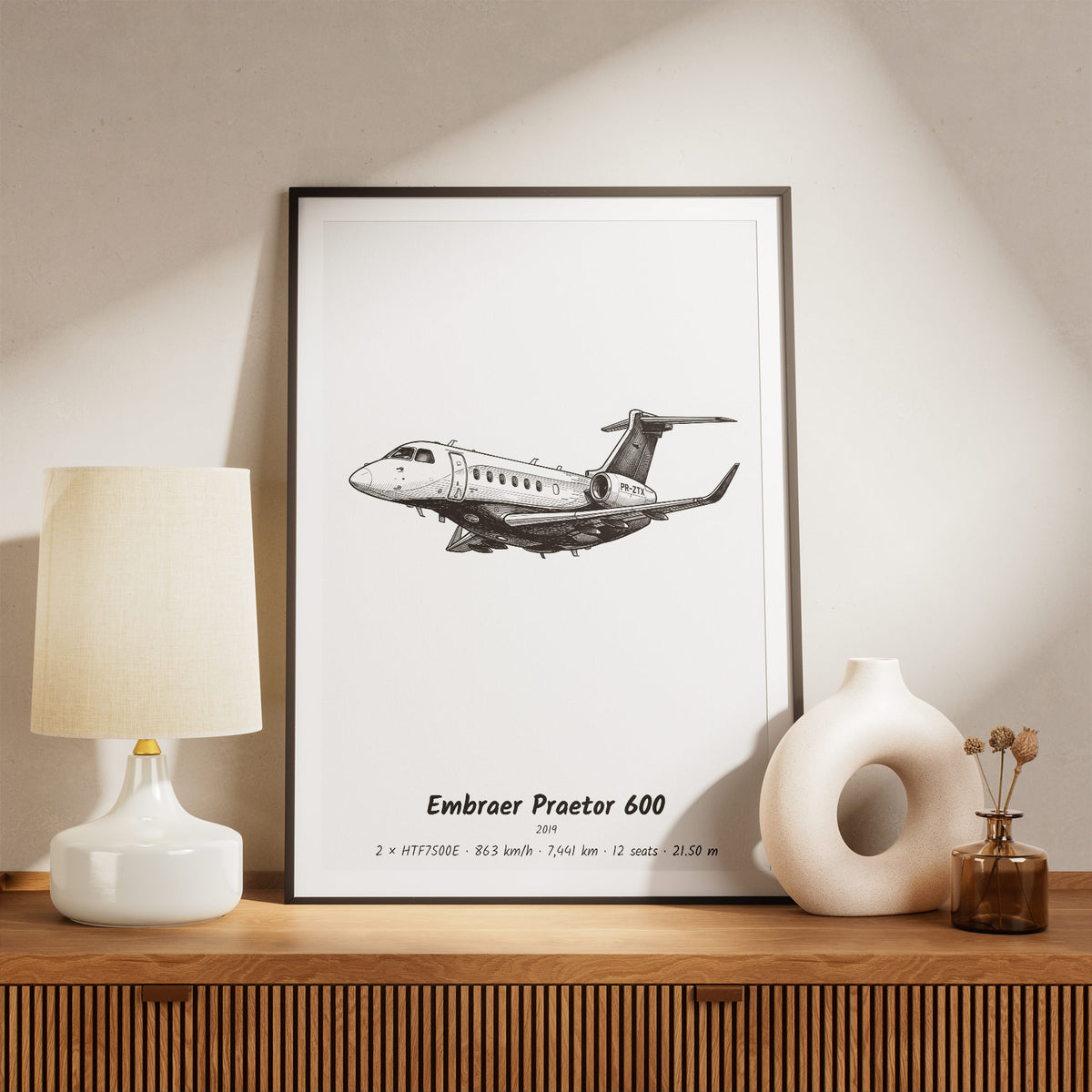 Framed Praetor 600 Print on a Shelf