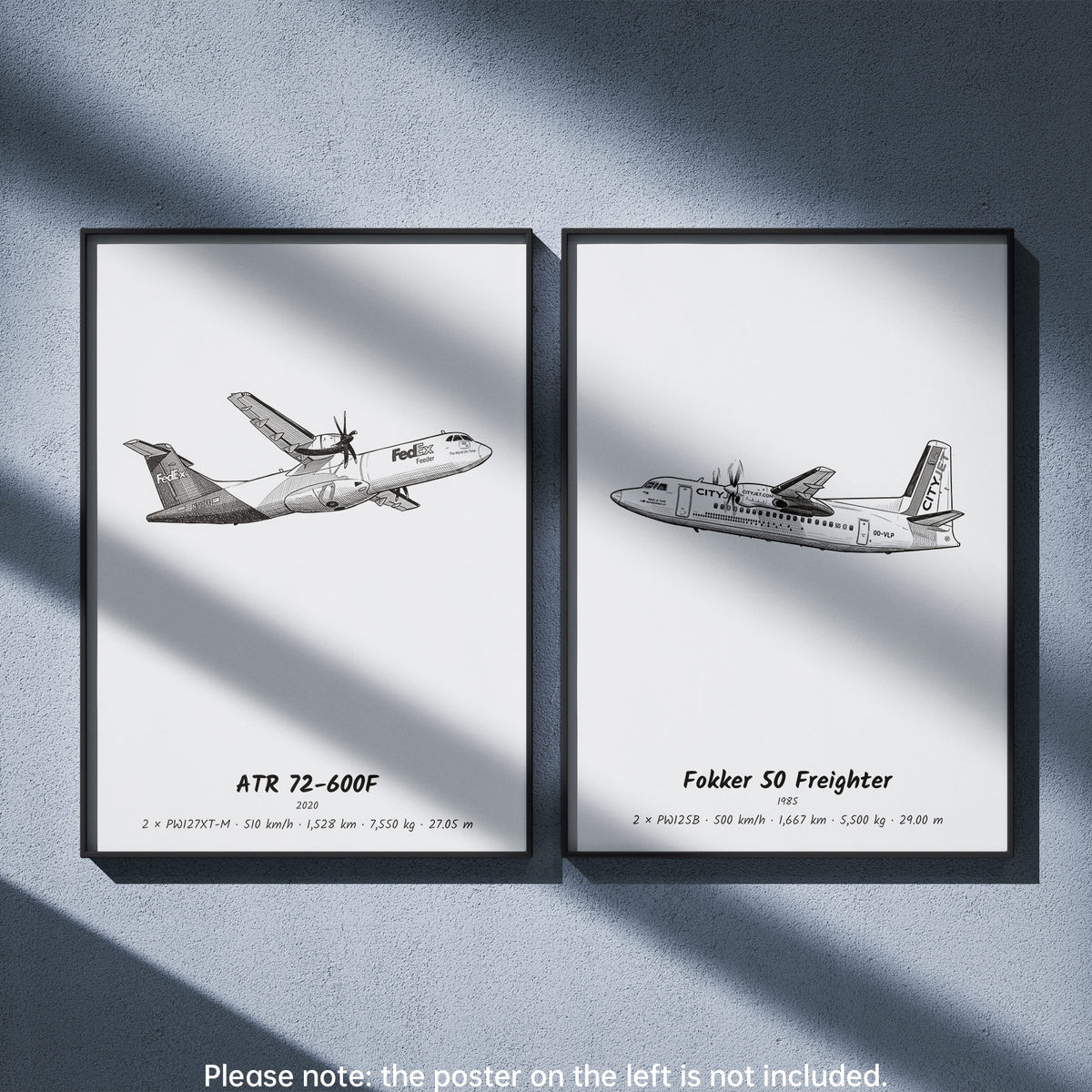 Fokker 50 Freighter Wall Art Paired with ATR 72-600F