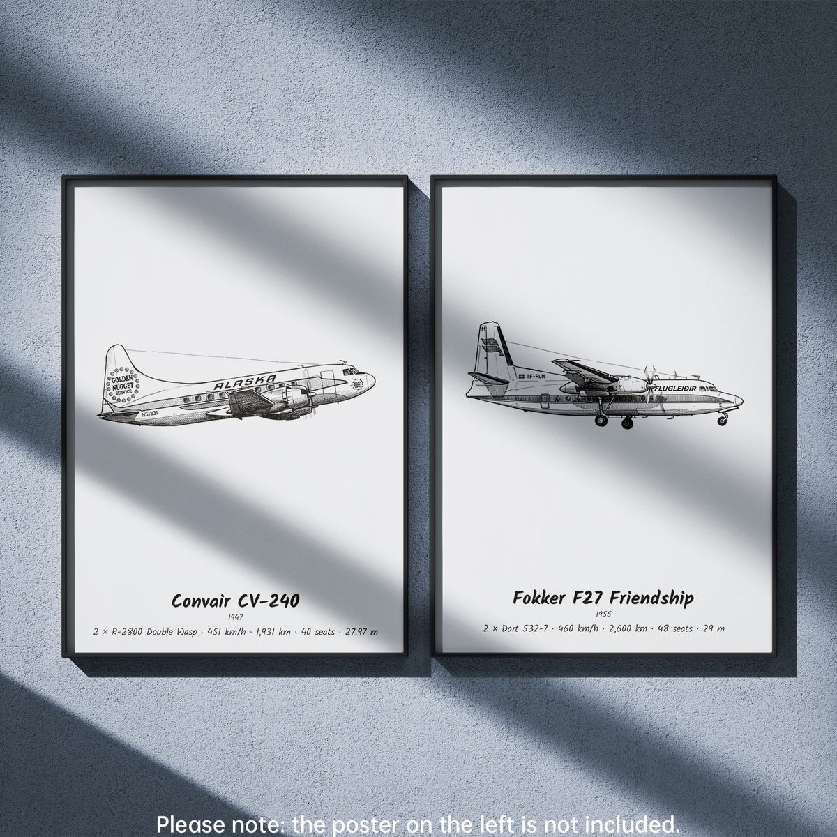 F27 Friendship Wall Art Paired with Convair CV-240