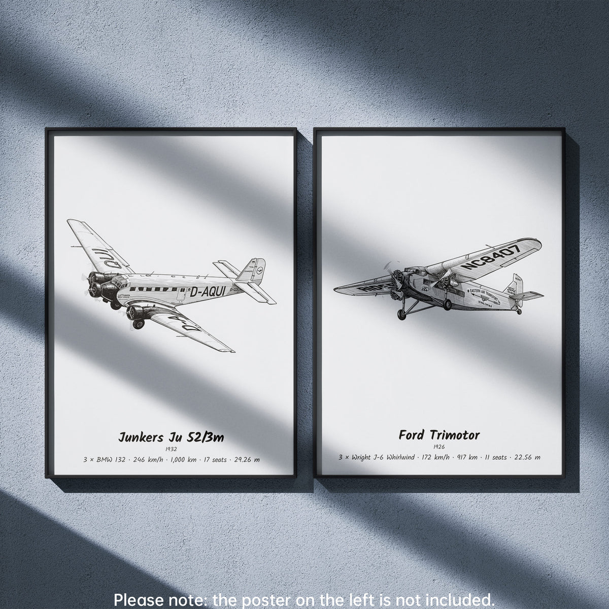 Trimotor Wall Art Paired with Junkers Ju 52-3m