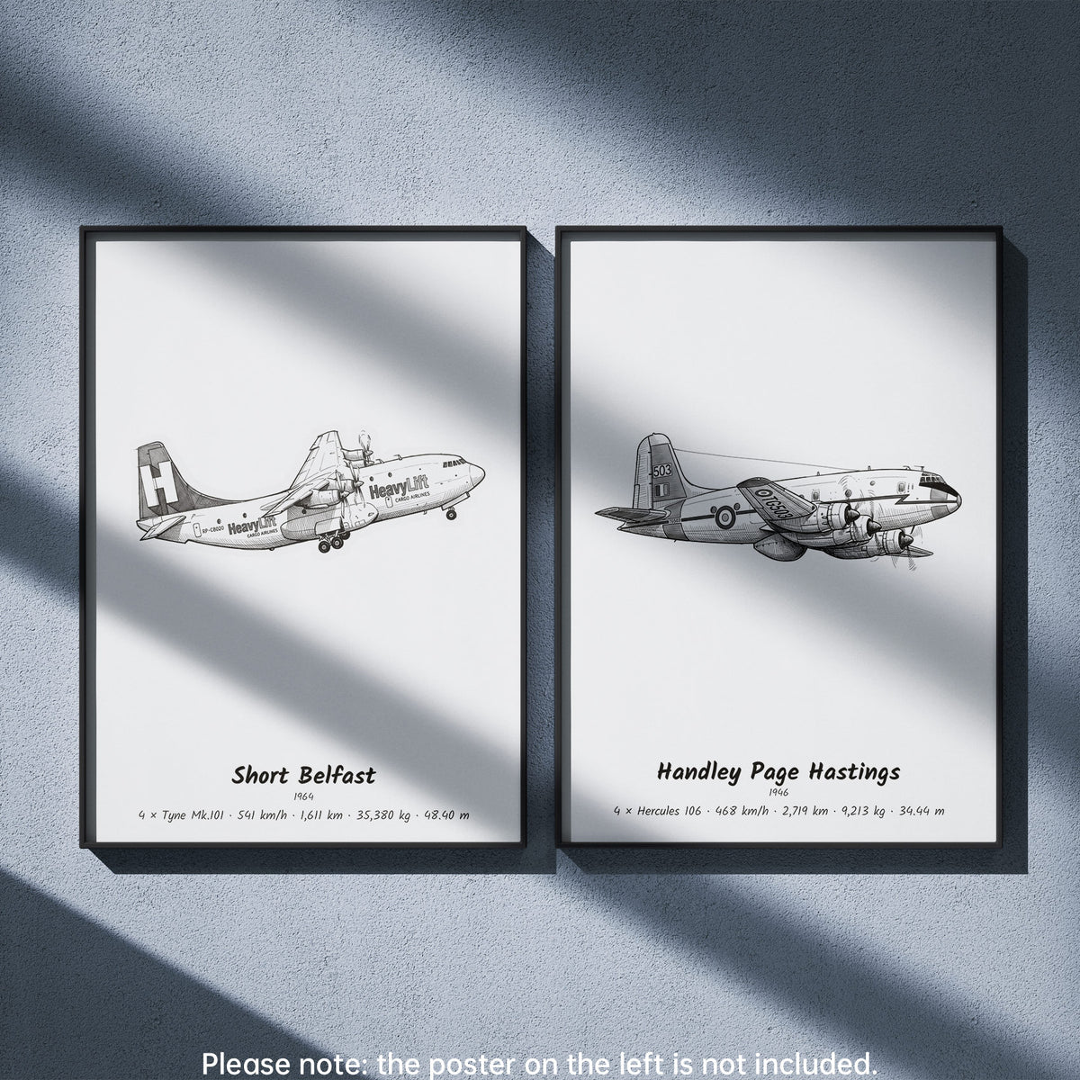 Handley Page Hastings Wall Art Paired with Short Belfast