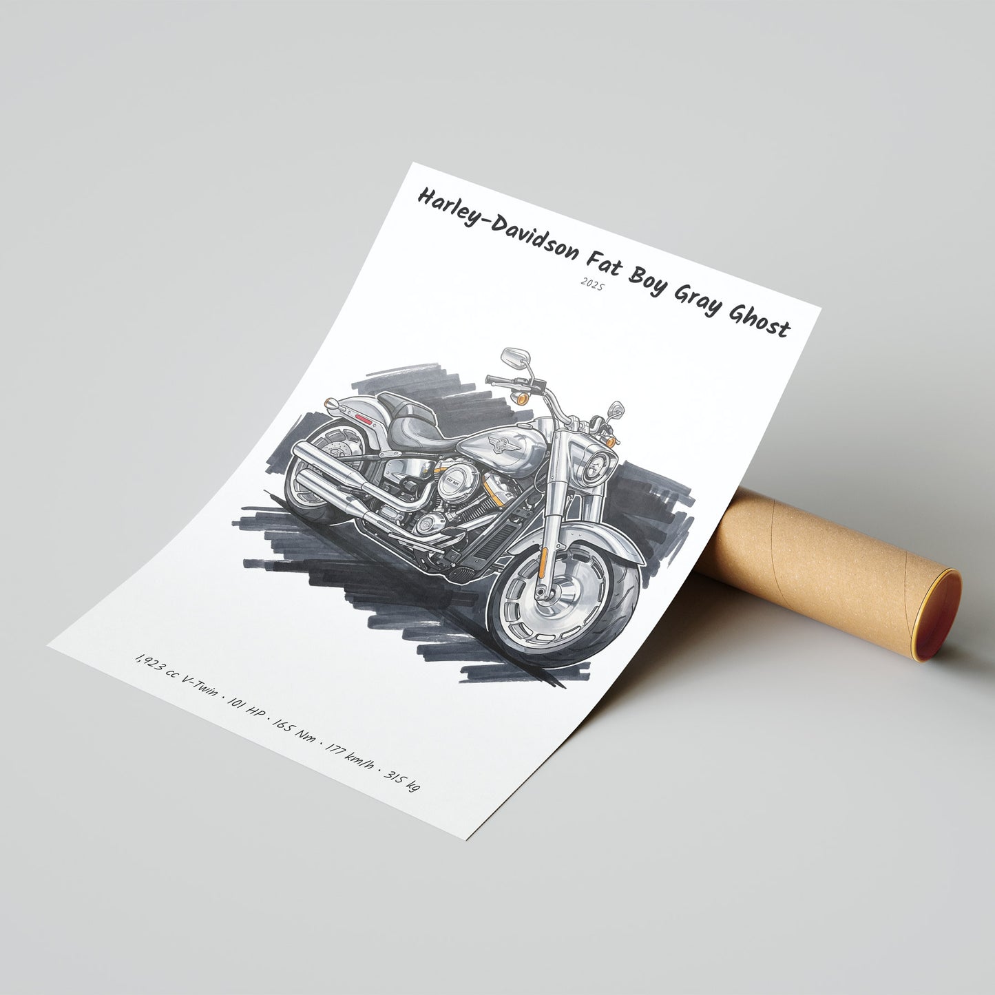 Harley-Davidson Fat Boy Gray Ghost Poster