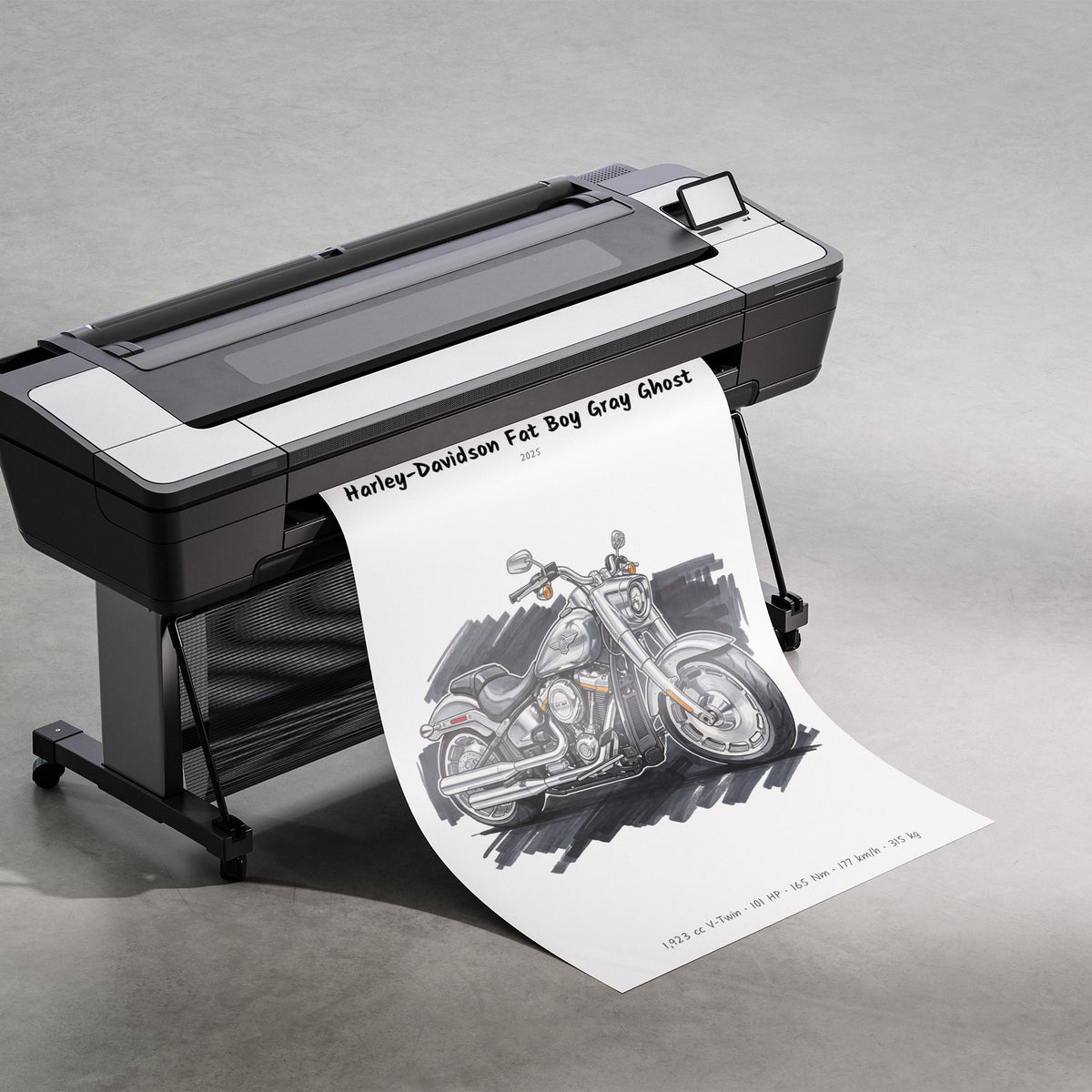 Harley-Davidson Fat Boy Gray Ghost Art Print