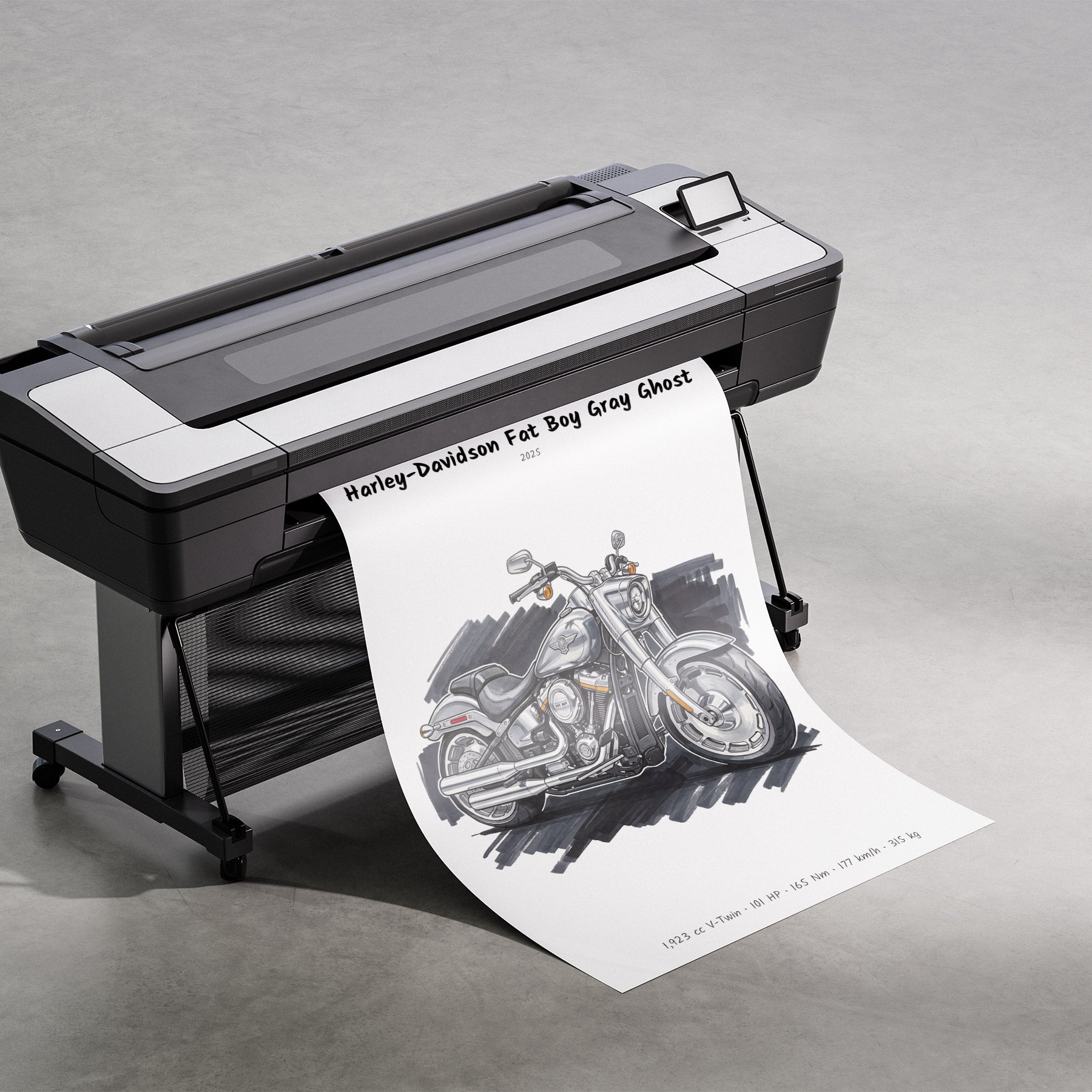 Harley-Davidson Fat Boy Gray Ghost Art Print