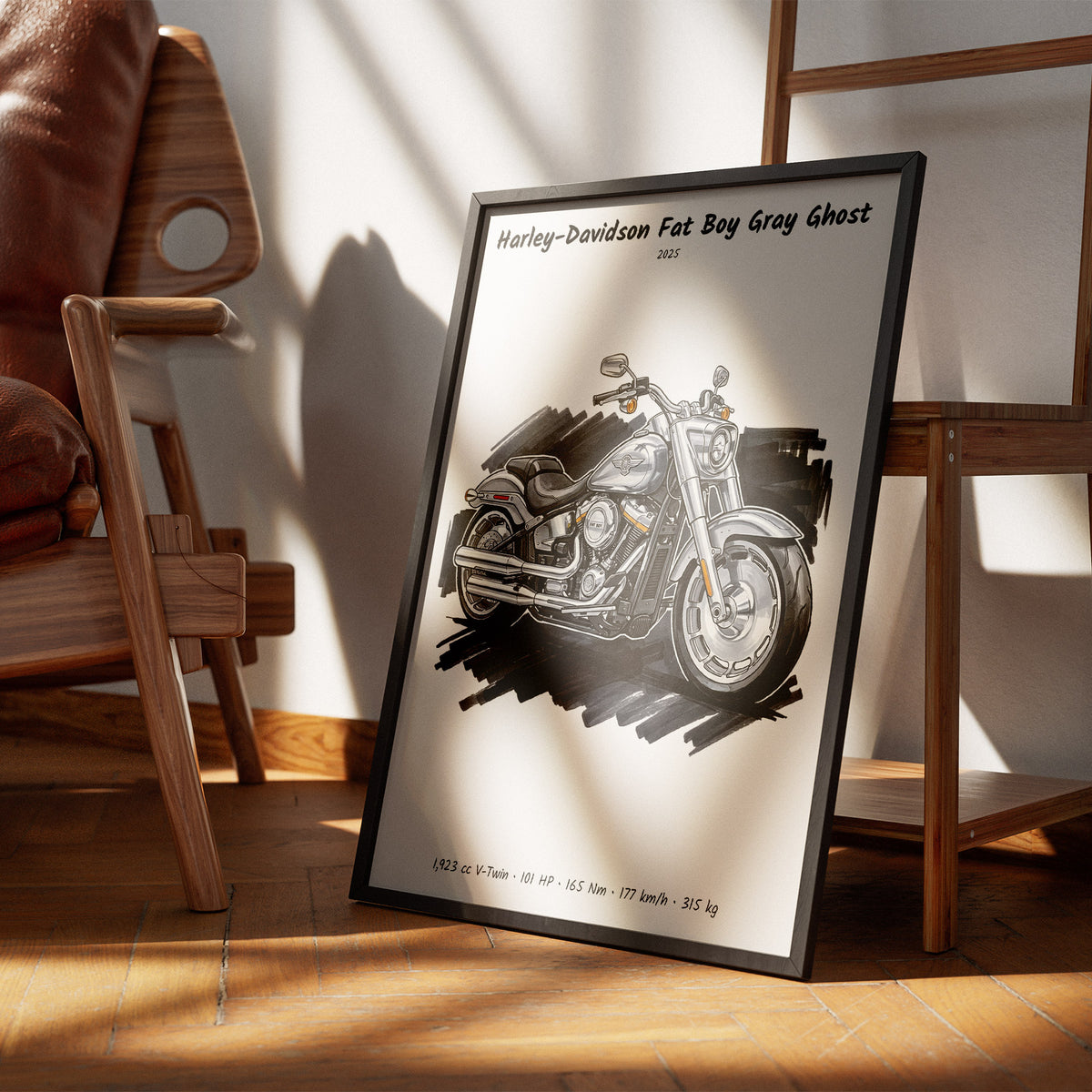 Harley-Davidson Fat Boy Gray Ghost Art Print